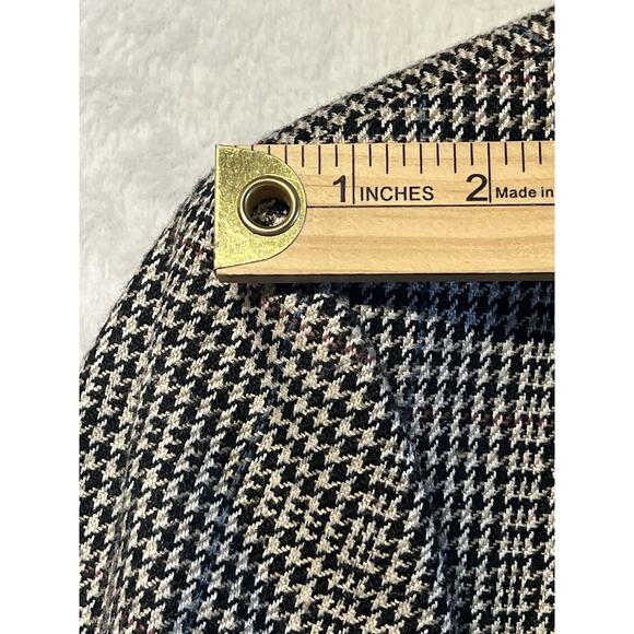 Stafford Mens 46R Black Beige Burgundy Houndstooth Plaid Blazer Sport Jacket - Picture 10 of 16